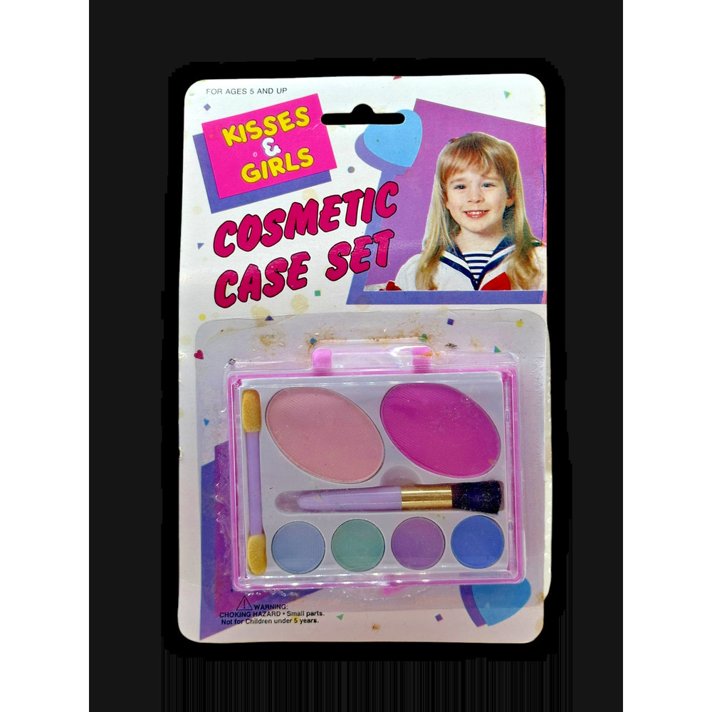 1980s Kisses & Girls Kids Cosmetic Case Playset Makeup Palette Set PROP Vintage